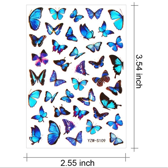 💌 BO/GO$6 Butterfly Blue Nail Stickers - Picture 1 of 1